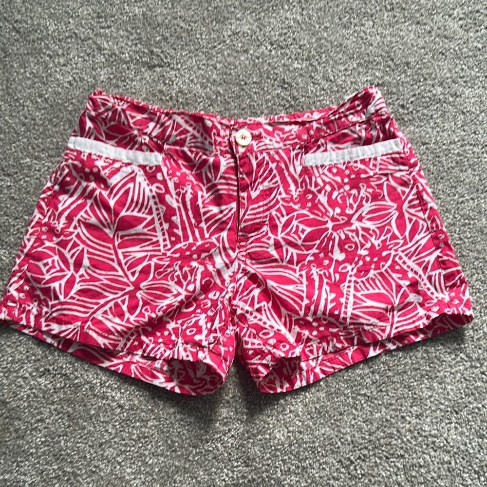 Girls Lilly Pulitzer Pink and White Bermuda Shorts size 8